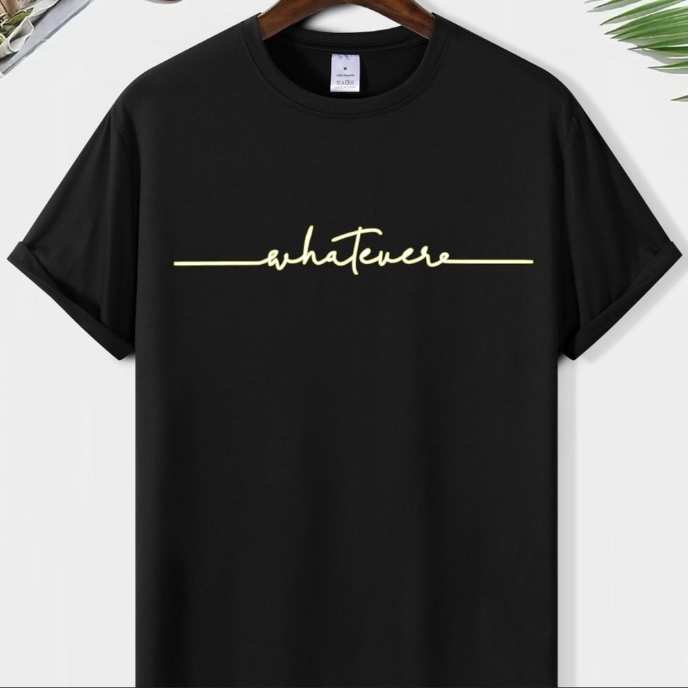 Whatever Forever Black Tee with Yellow Print